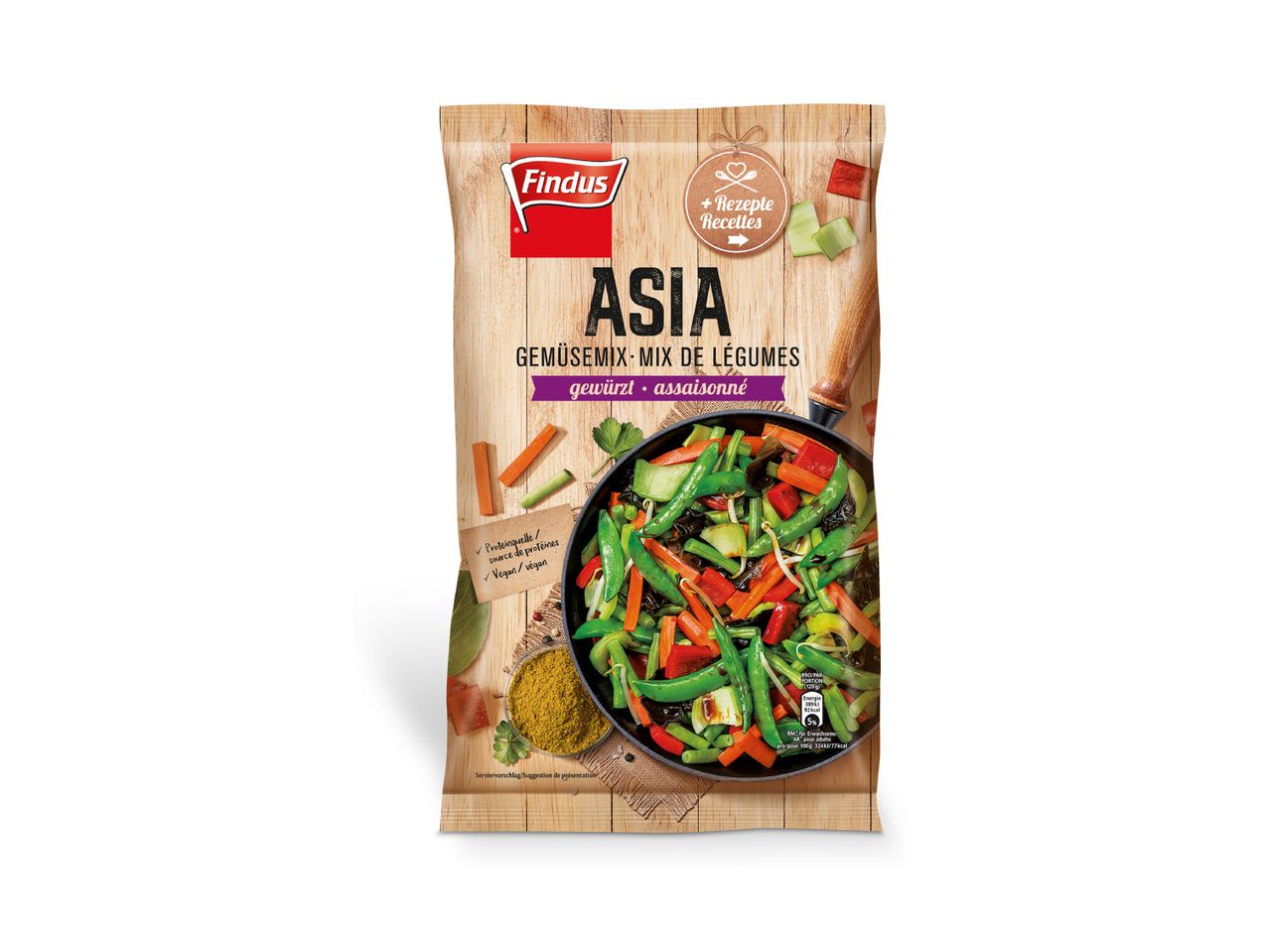Findus Asia Gemüse-Gewürzmischung:  Asiatisches Gemüsegericht mit Gewürzen.