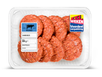 800g runder hamburgers in een voordeelverpakking.