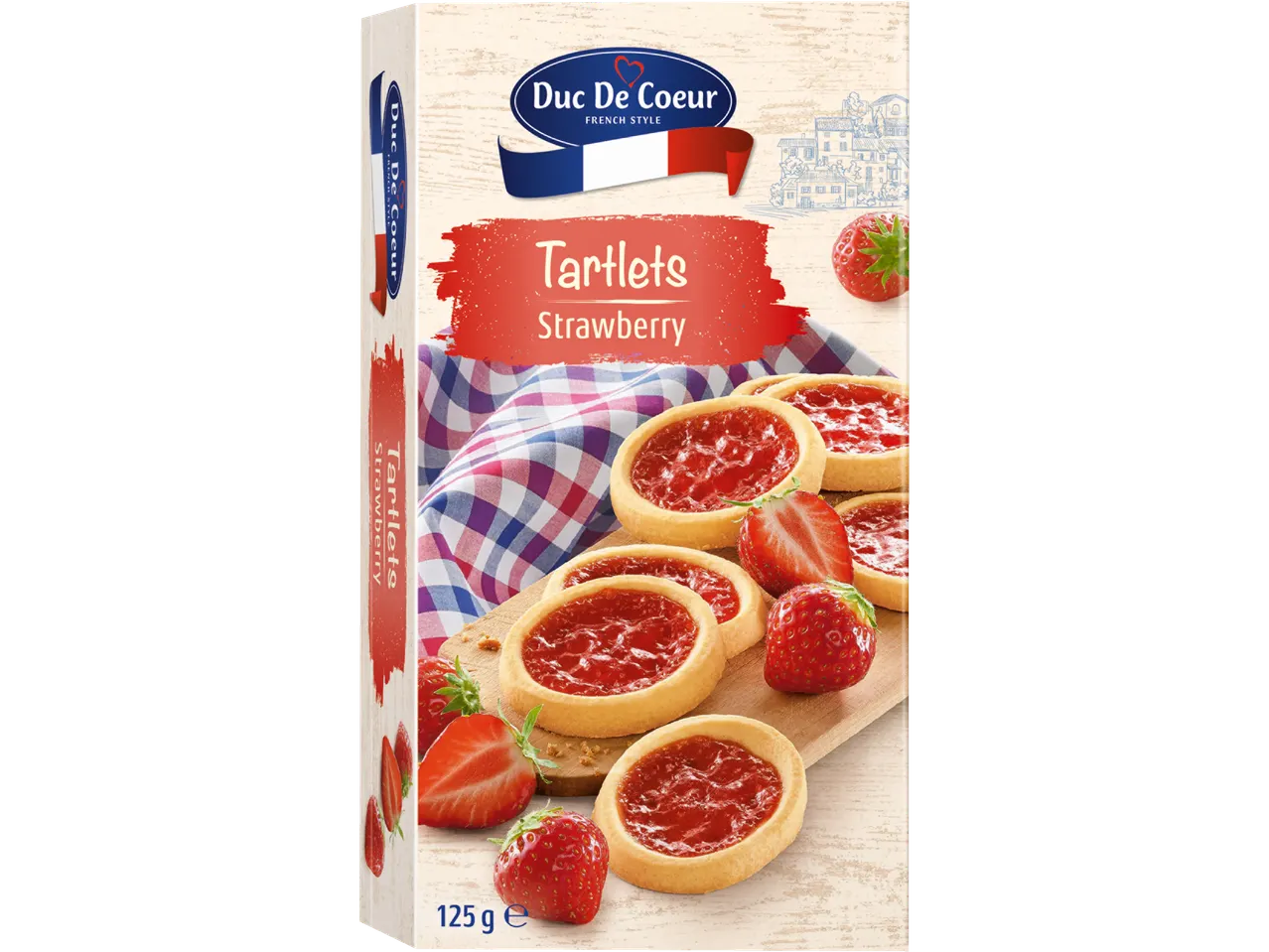 Duc De Coeur zemenes tartletes, franču stilā.