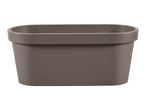 Rectangular brown plastic planter with a slightly textured finish, viewed from the front.