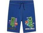 Minecraft-themed blue boys' shorts featuring Creeper characters.