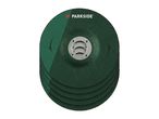 Stack of five green grinding discs with a metal center, featuring directional arrows on the top disc.