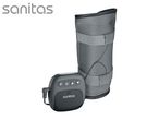 Grey leg cuff with a control unit for muscle stimulation