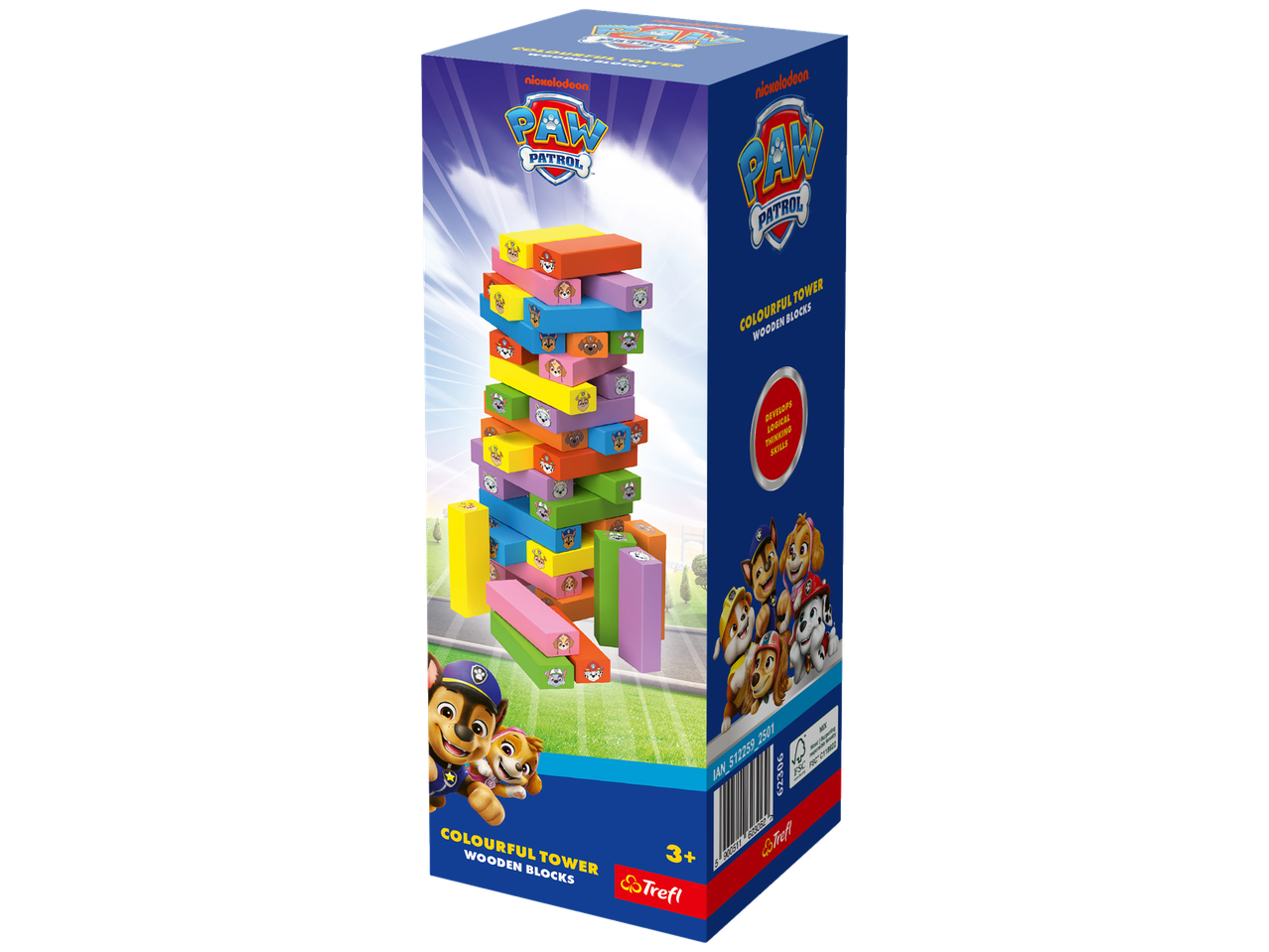 Paw Patrol Colourful Tower Wooden Blocks by Trefl