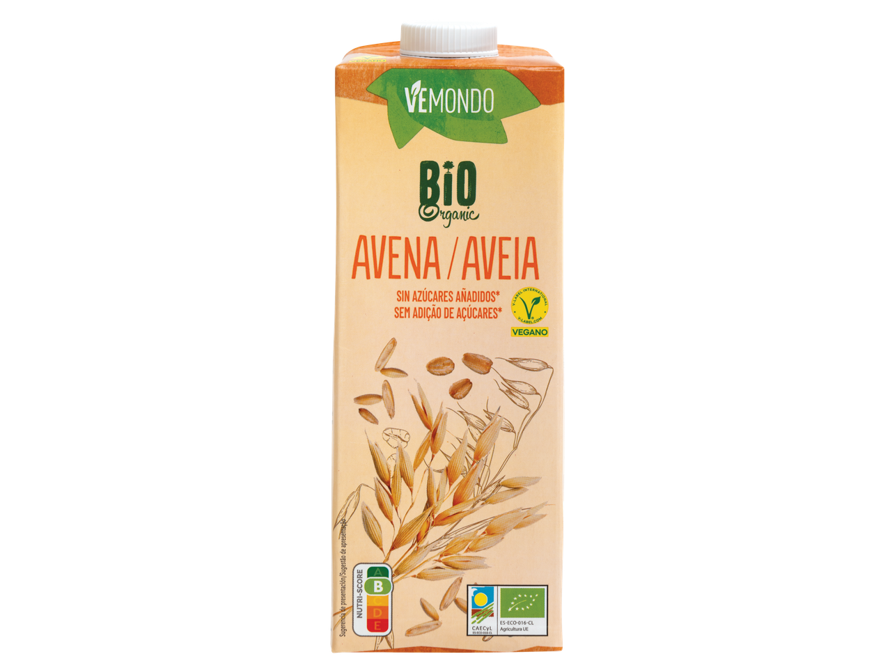 Vemondo Bio Bebida de Aveia, sem açúcares adicionados e vegana, com Nutri-Score B.