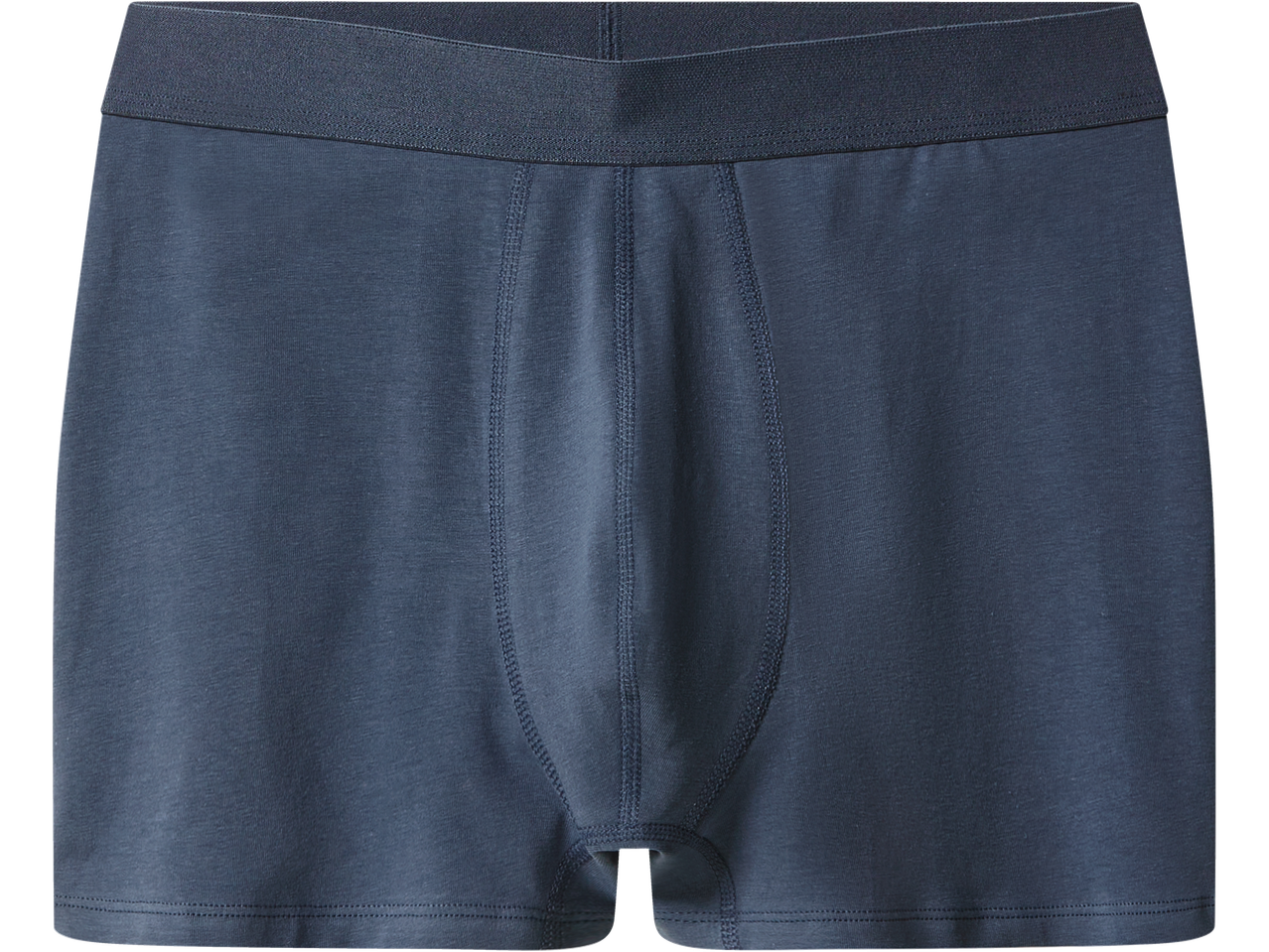 Viens tumši zilu vīriešu bokseršortu pāris.