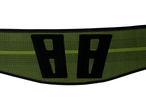 Green and black support belt with reinforcements.