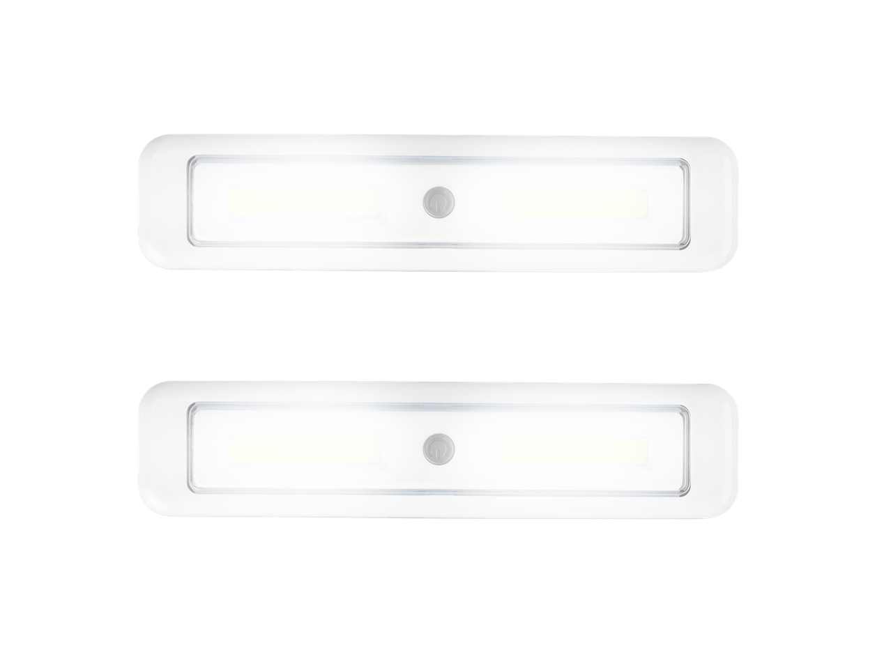 Duas luzes LED brancas para baixo dos armários.