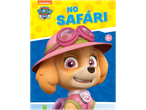 Paw Patrol Skye com chapéu de safari, com texto 'NO SAFÁRI' e classificação etária 3+.
