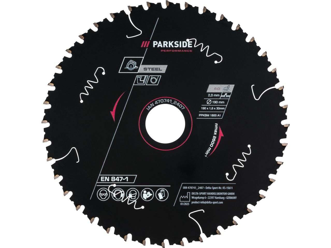 Parkside Performance circular saw blade for steel, 190mm diameter