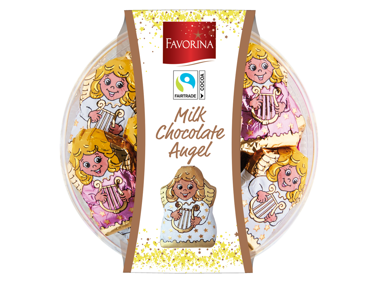 Favorina pieninio šokolado angelai kalėdinėje pakuotėje