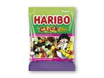 Haribo Click Mix slikpose med en dreng og en Haribo-bjørn, der bruger en bærbar computer.
