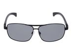 Black aviator-style sunglasses with dark grey lenses and a double bridge.