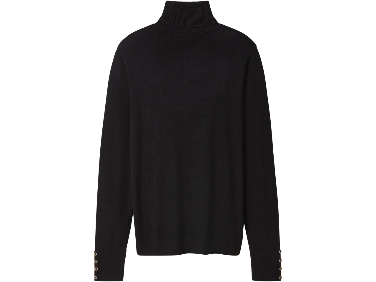 Esmara® plonas juodas megztukas aukštu kaklu su sagomis ant rankogalių