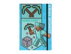 Blue notebook with a pixelated character in diamond armor holding a pickaxe, and the text 'DIAMOND MINER'.