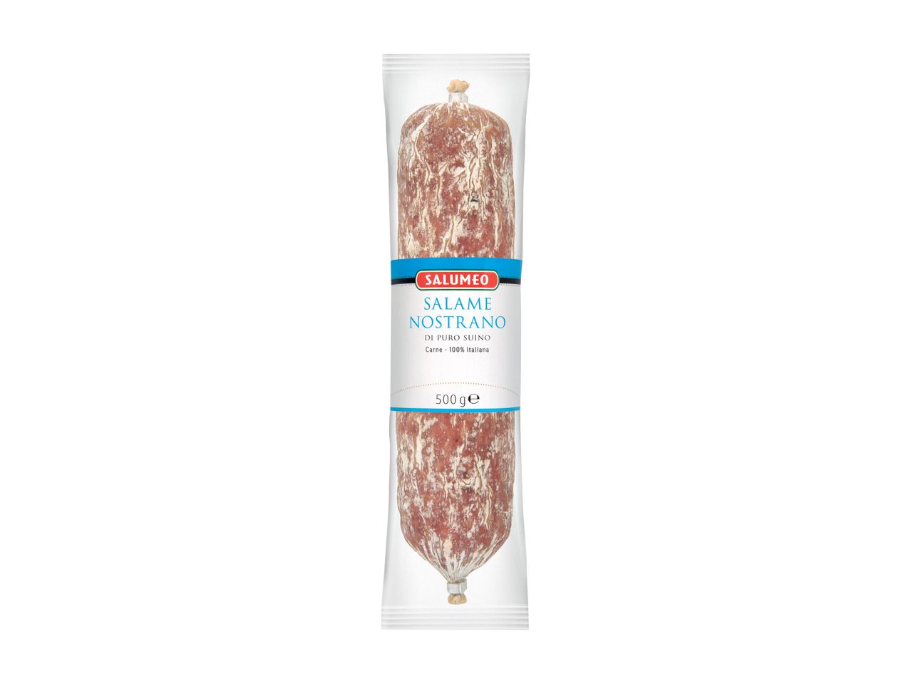 Salame Nostrano Salumeo da 500g in confezione trasparente.