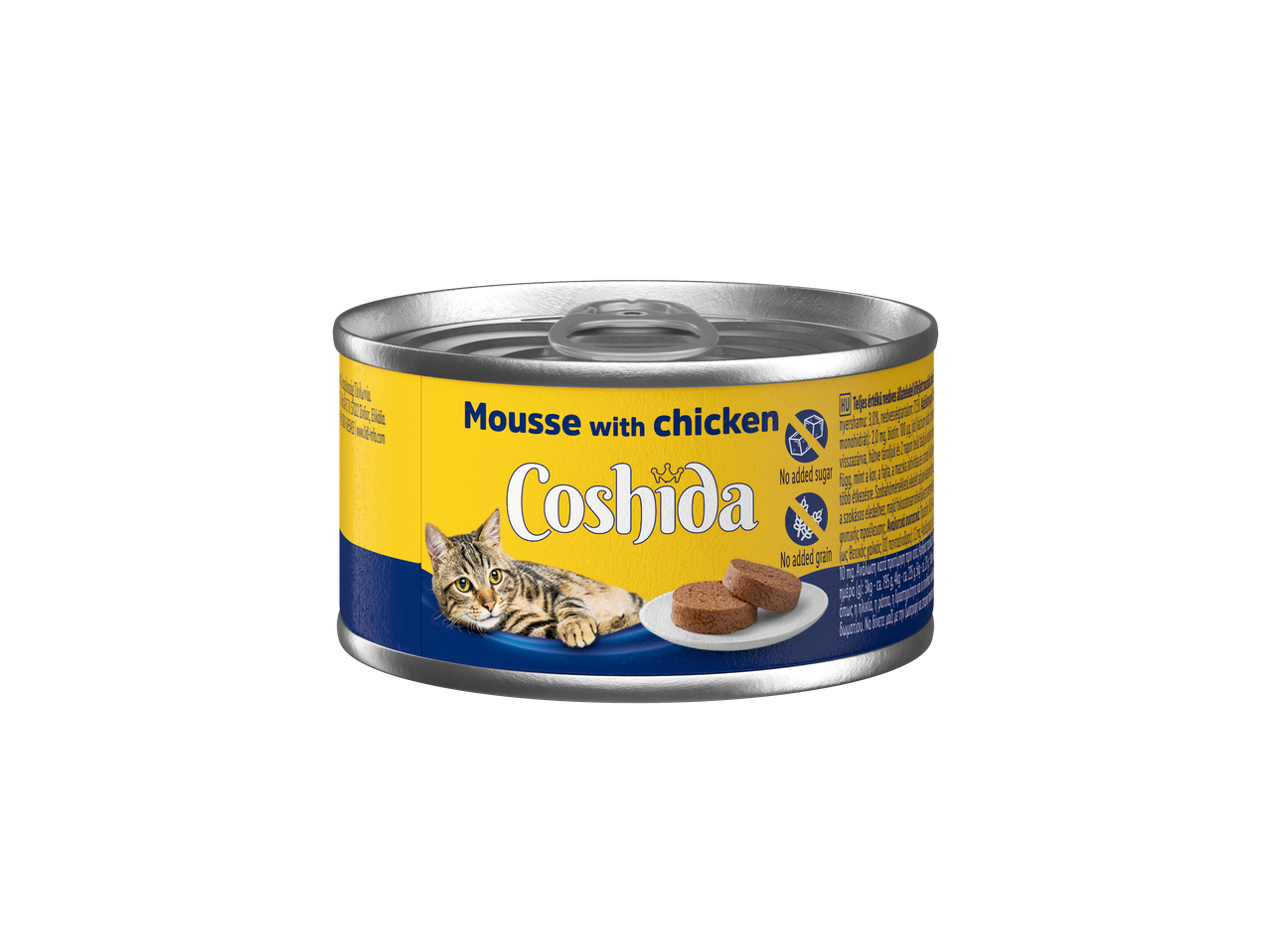 Coshida Mousse csirkével macskaeledel konzerv, hozzáadott cukor és gabona nélkül.