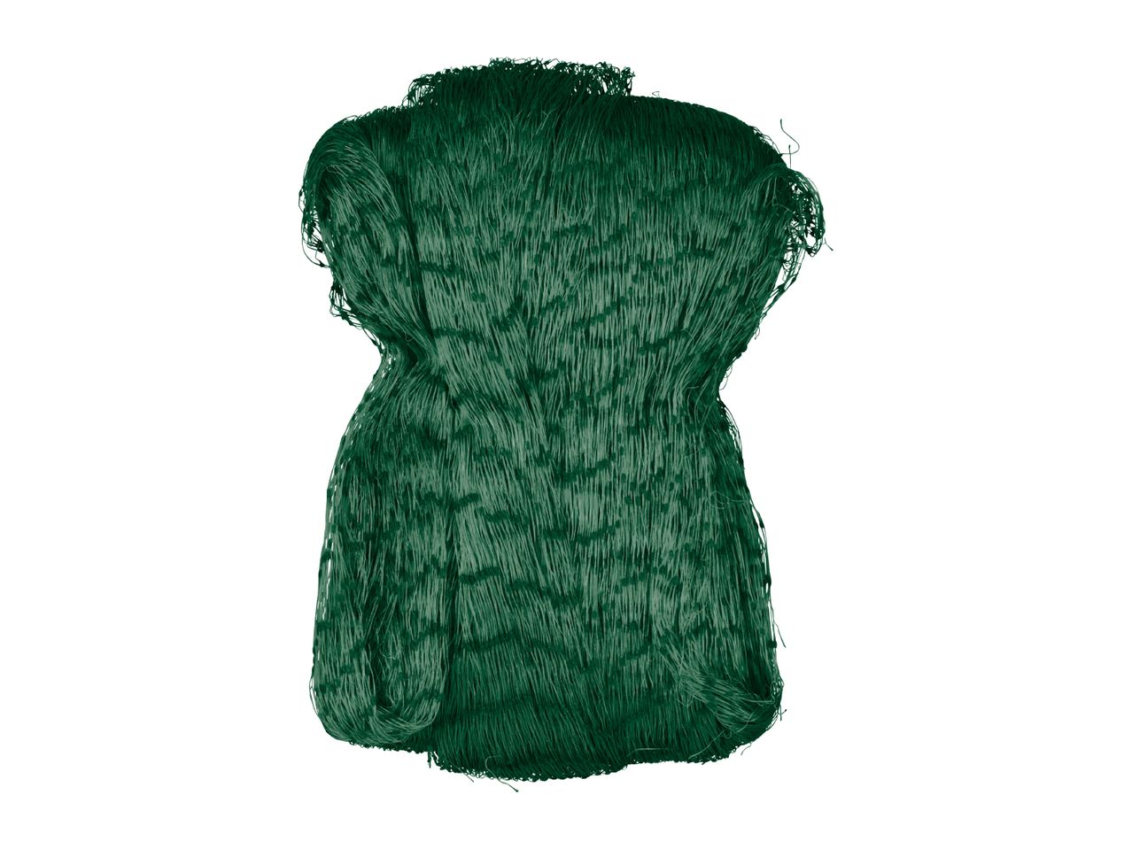 Green garden netting, folded and ready for use.