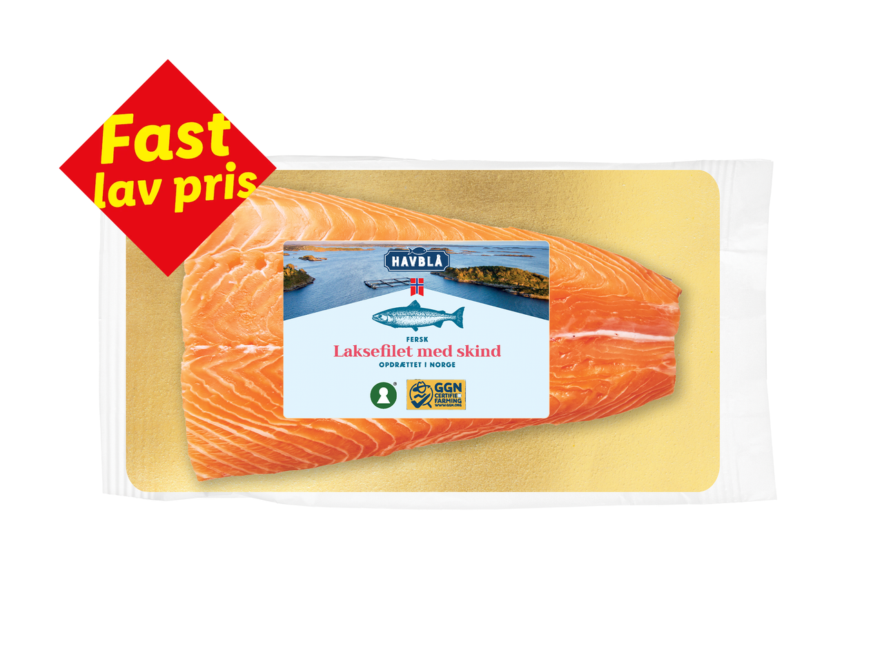 Hel laksefilet med skind