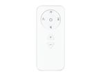 White remote control with volume and timer functions.