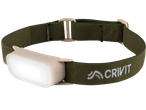 CRIVIT Head Torch / Camping Lamp with a green strap and beige light unit.