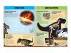 An educational infographic about T. rex, covering its extinction, speed, hunting, internal biology, and fossil evidence.