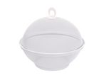 White mesh food cover with a handle, designed to protect food from insects.