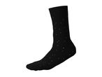 Black sock with white polka dots