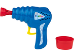 Lupilu Bubble Set: Blue bubble gun with red nozzle and yellow trigger, with a red dipping tray.