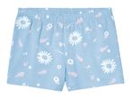 Blue shorts with a floral print.