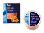 Nautica tilbyder koldrøget laks (200g) og grønlandske rejer (350g).