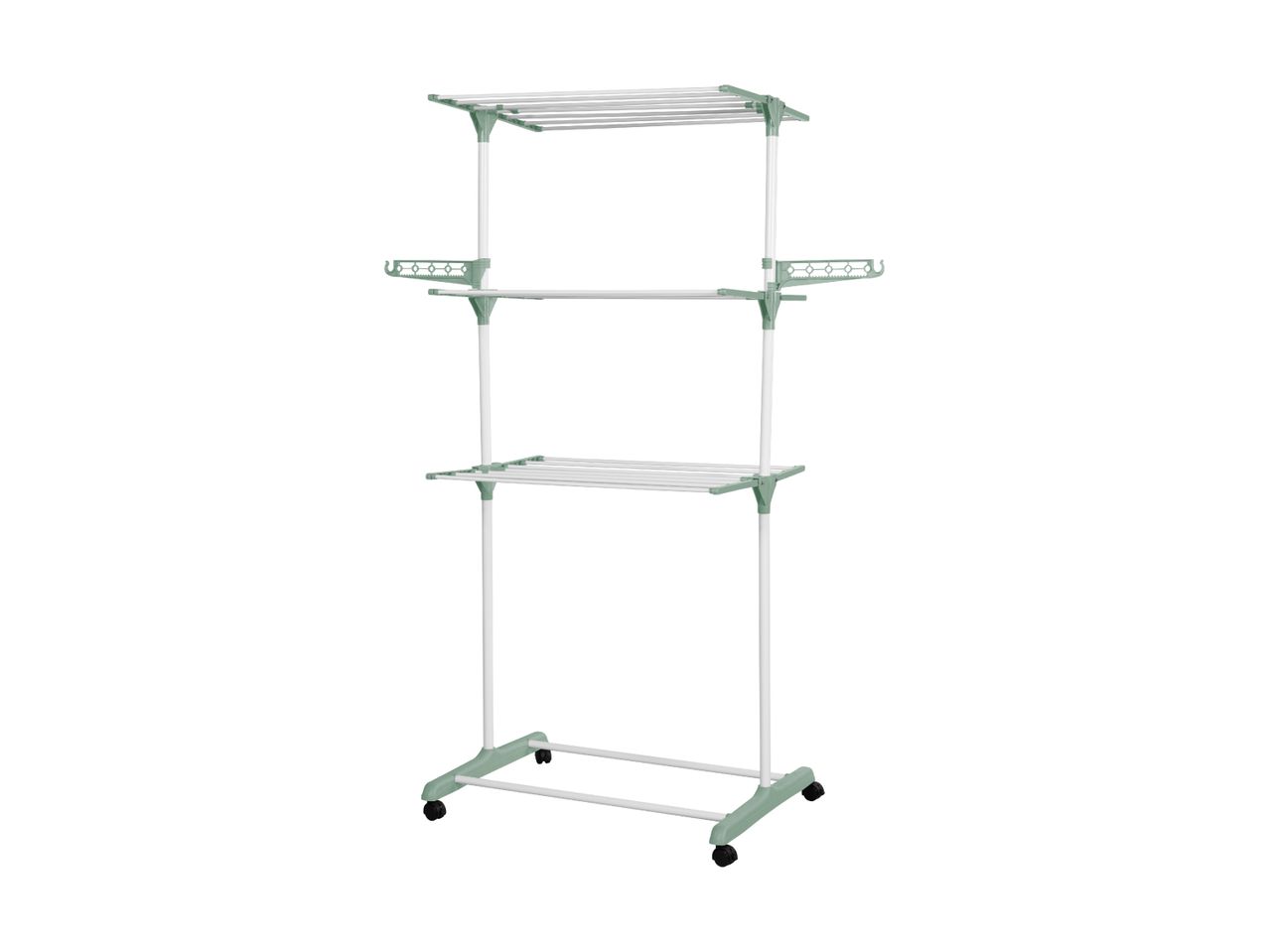 Three-tier clothes drying rack with wheels