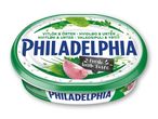 En beholder Philadelphia flødeost med hvidløg og urter.