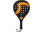 Raquete de padel Crivit, preta com detalhes laranja.
