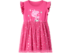 Pink toddler dress with Peppa Pig print and glittery tulle skirt.