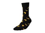 Black sock with a yellow banana pattern