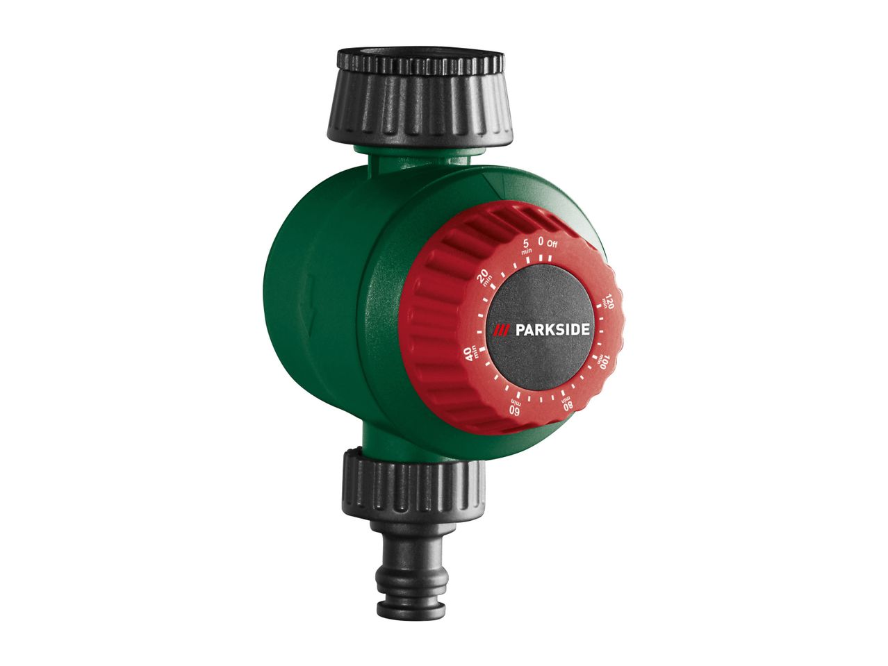 Parkside watering timer: green and red, with adjustable watering time.