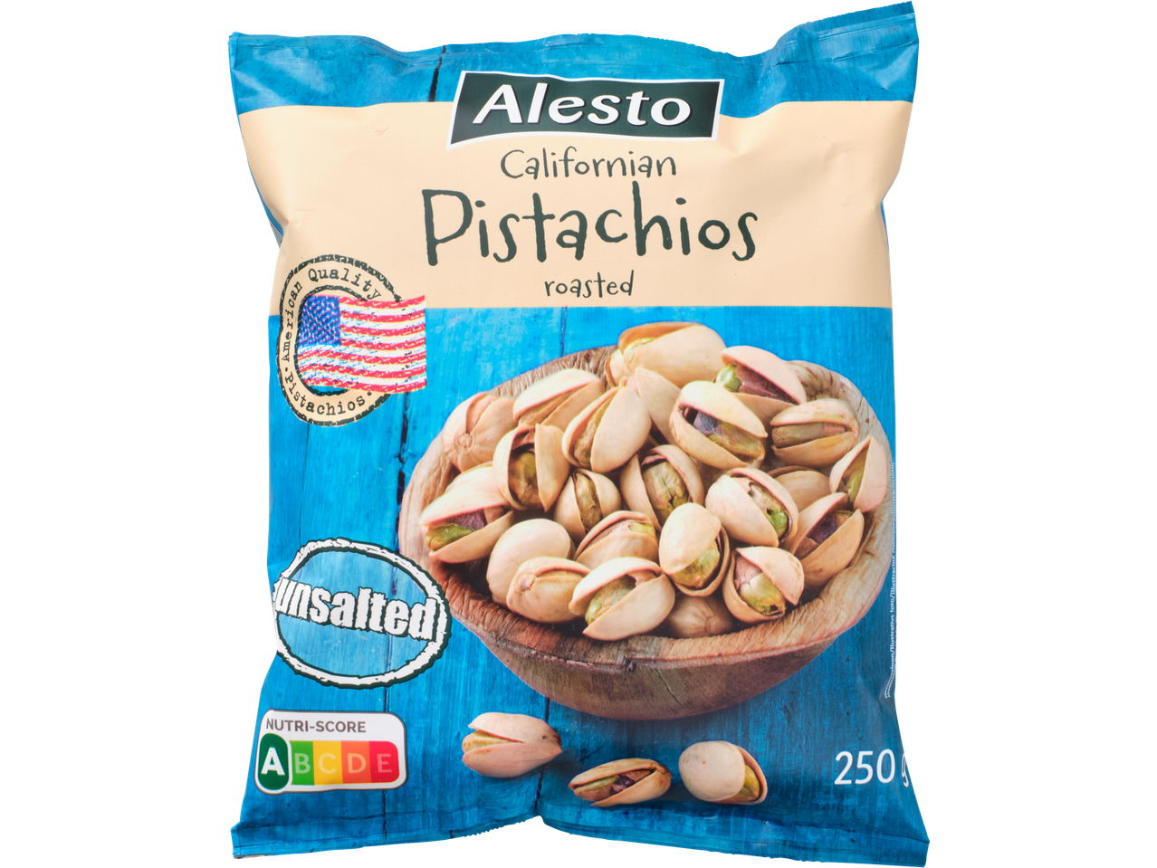 Alesto Kalifornijas grauzdēti pistācijas, nesālītas.