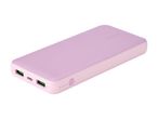 Lyserød TRONIC powerbank med flere porte og batteriindikator.