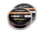 To spoler med brun fiskeline, 0,40 mm, 11 kg/250 m, med billeder af fisk.