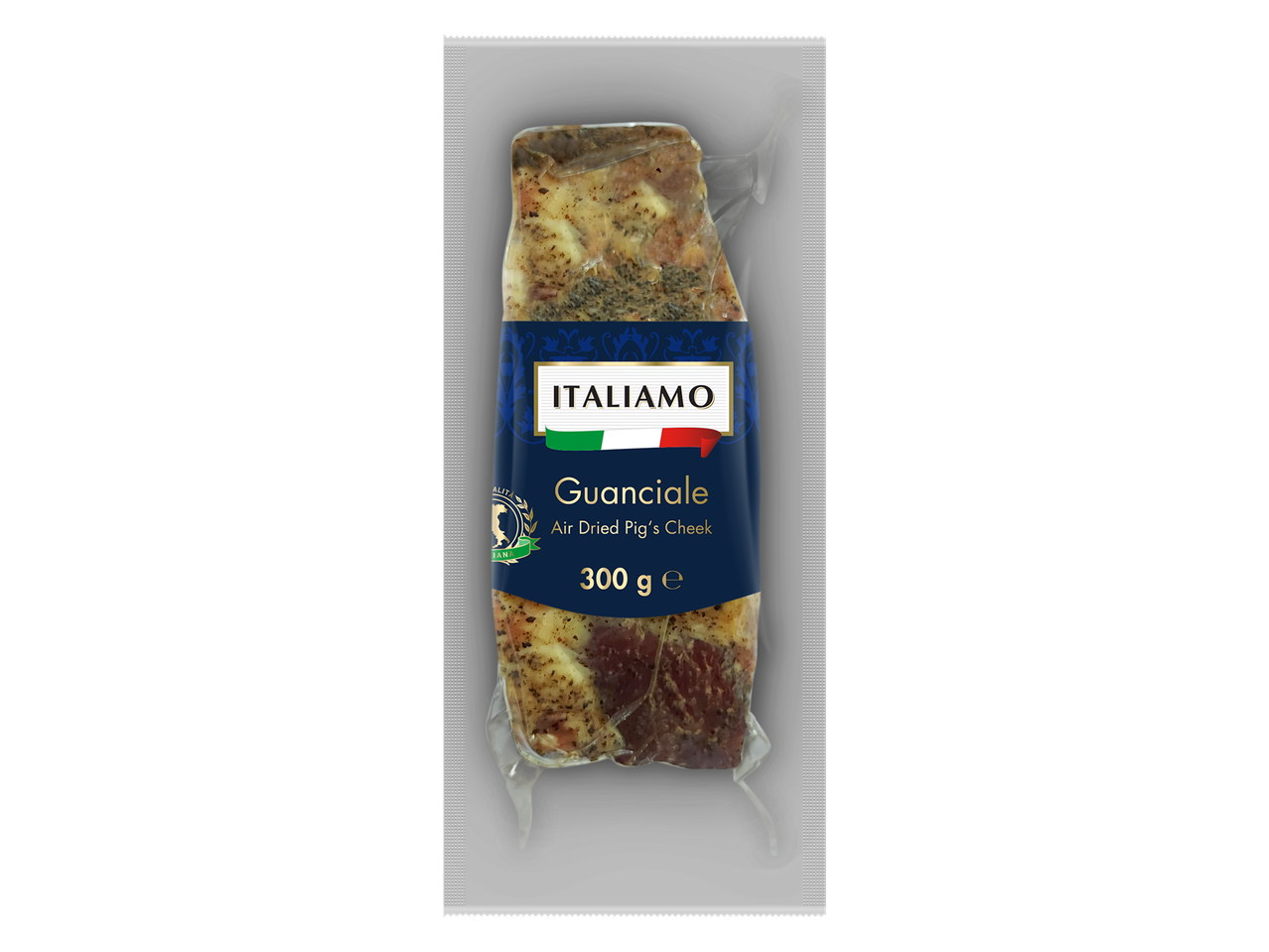 Italiamo Guanciale: 300 g obraz de porc uscat.