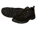 Pantofi de siguranță Parkside® S1 negri, cu șireturi galbene, cu talpă antiderapantă.