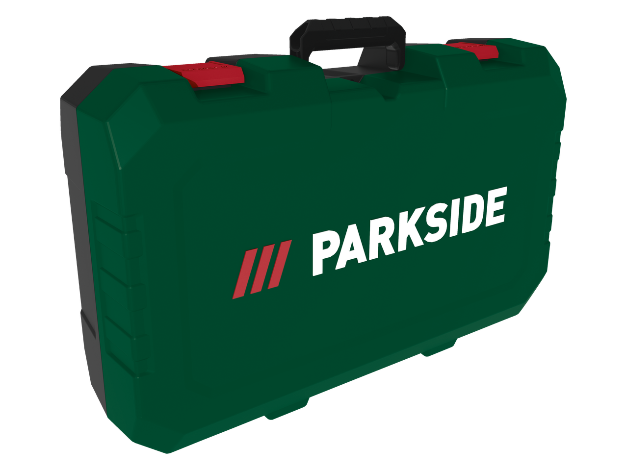 Μια πράσινη θήκη εργαλείων Parkside με λαβή.