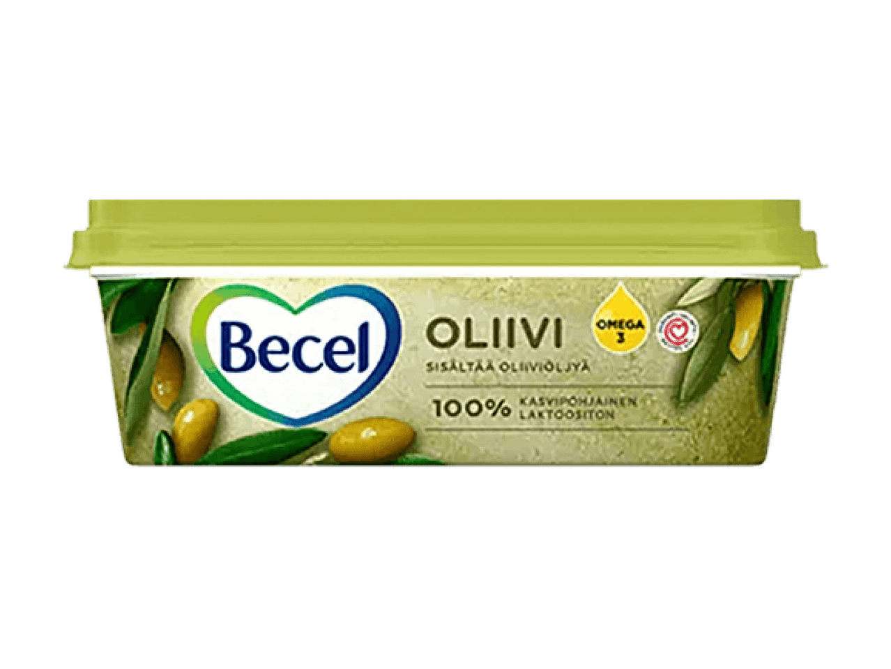 Becel Oliivi levite, 100% kasvipohjainen ja laktoositon.