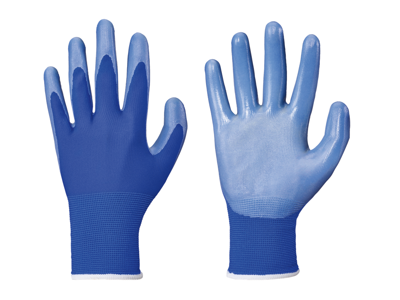 Parkside® Nitrile Gardening Gloves, blue, front and back view