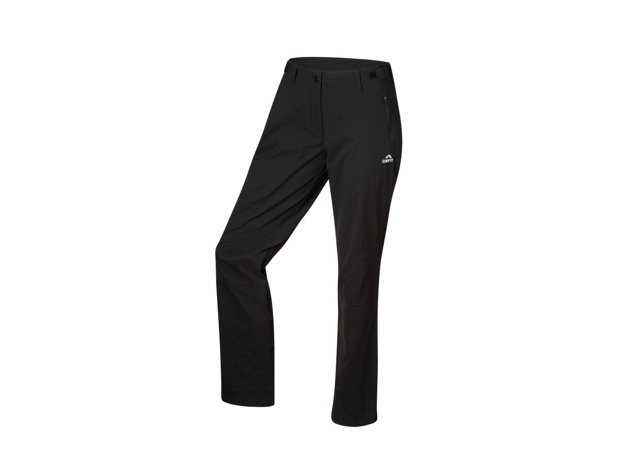 Black Walking Trousers with a Crivit logo on the thigh.