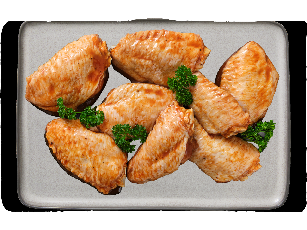 GRILL vištienos sparnelių vidurinės dalys su petražolėmis kepimo skardoje