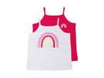 To camisole-toppe, en hvid med en stor regnbue og en pink med en lille regnbue.