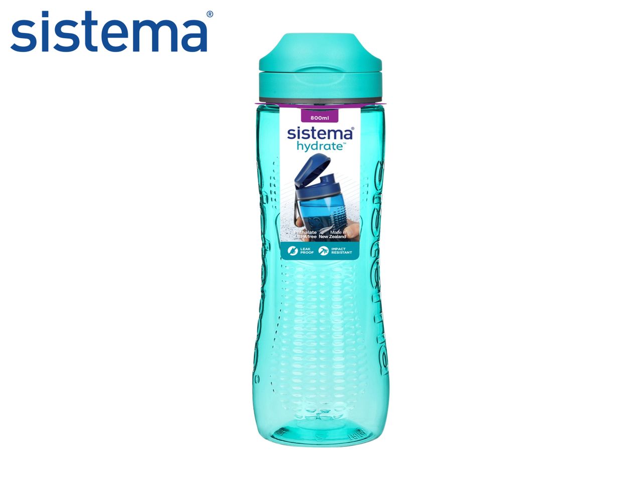 Sistema Hydrate bottle: BPA free, impact resistant.