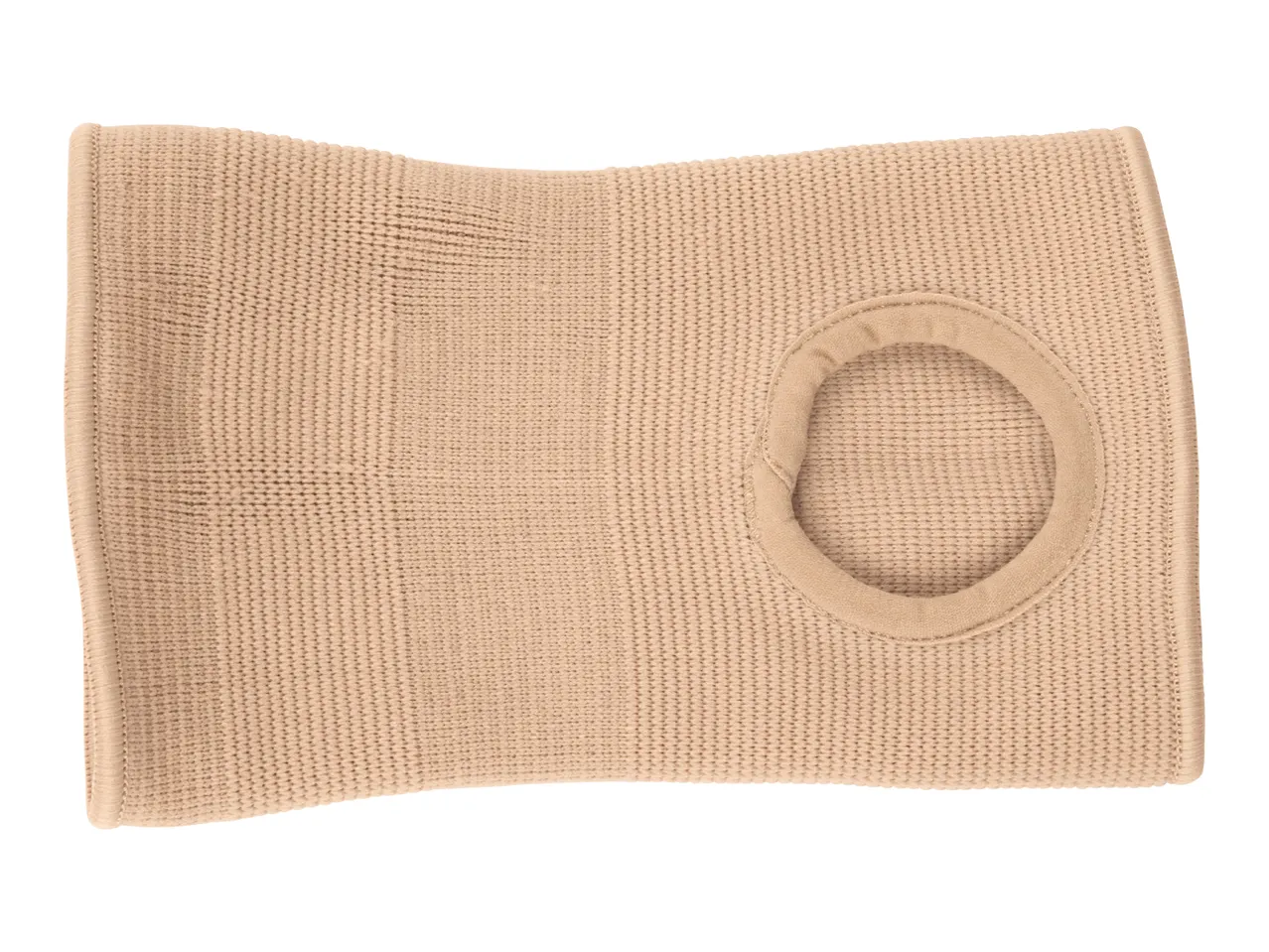 Beige knee support brace with an open patella design